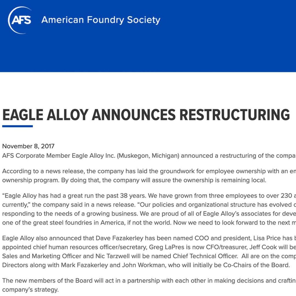 13 Eagle Alloy Restructuring